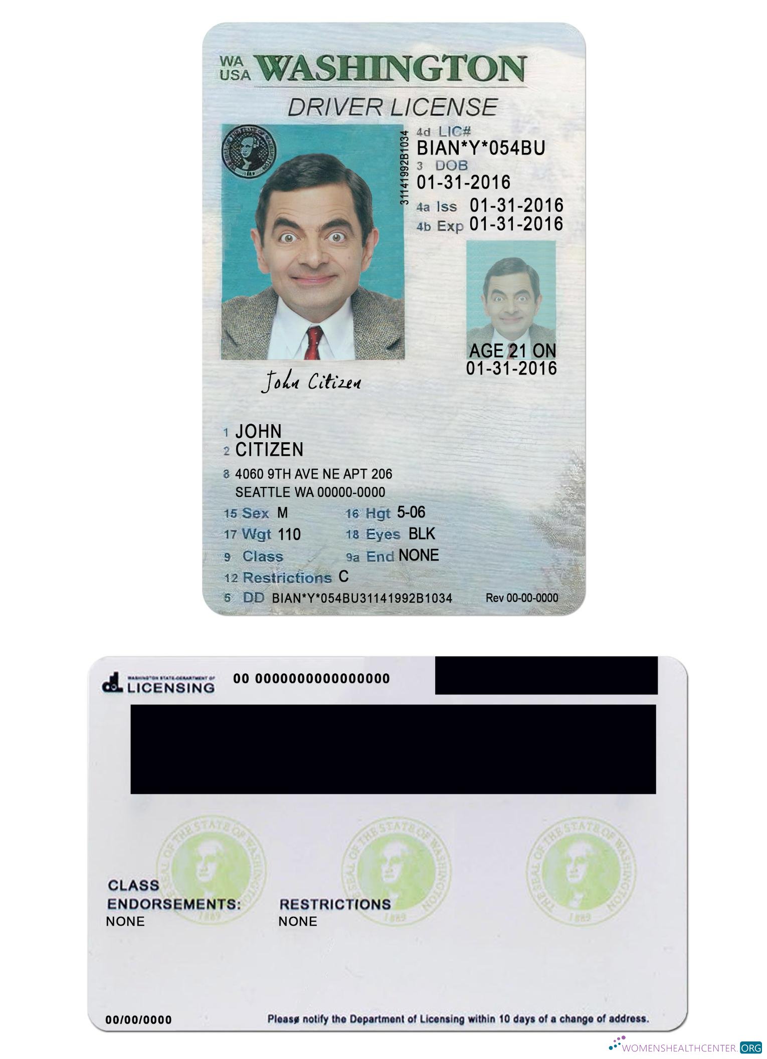Télécharger USA Washigton Driving License Under 21 maquette