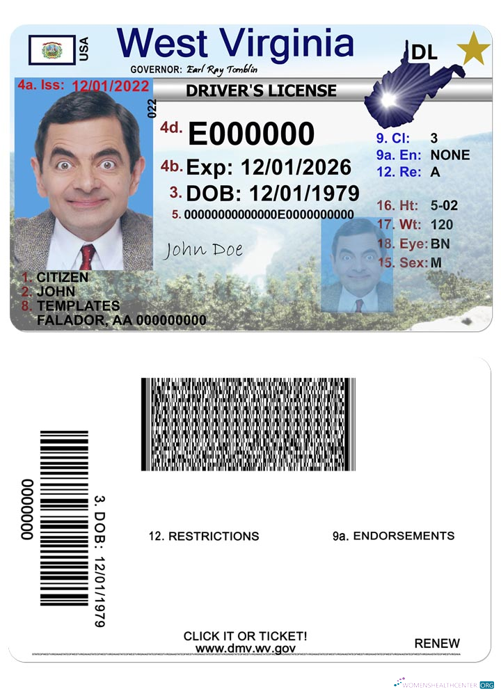 Télécharger USA Ouest Virgina Driving License modèle