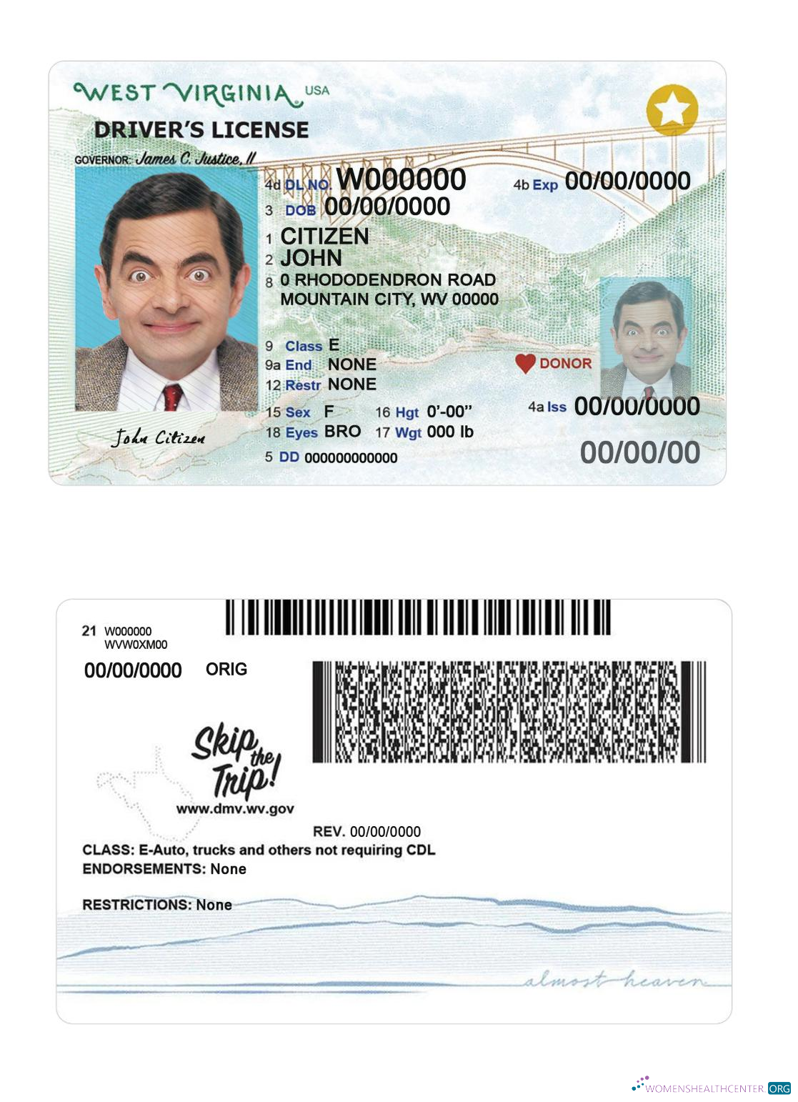 Télécharger USA Ouest Virginia Driving 2023 Présent License design
