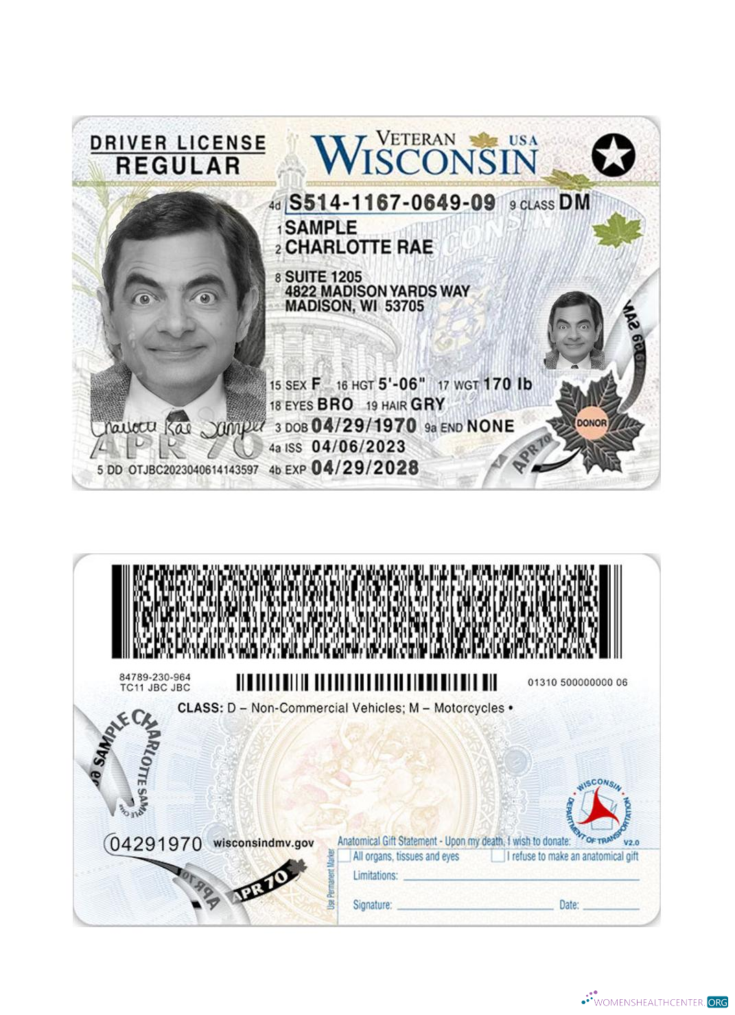 Télécharger USA Wisconsin Driving License 2023 Présent échantillon