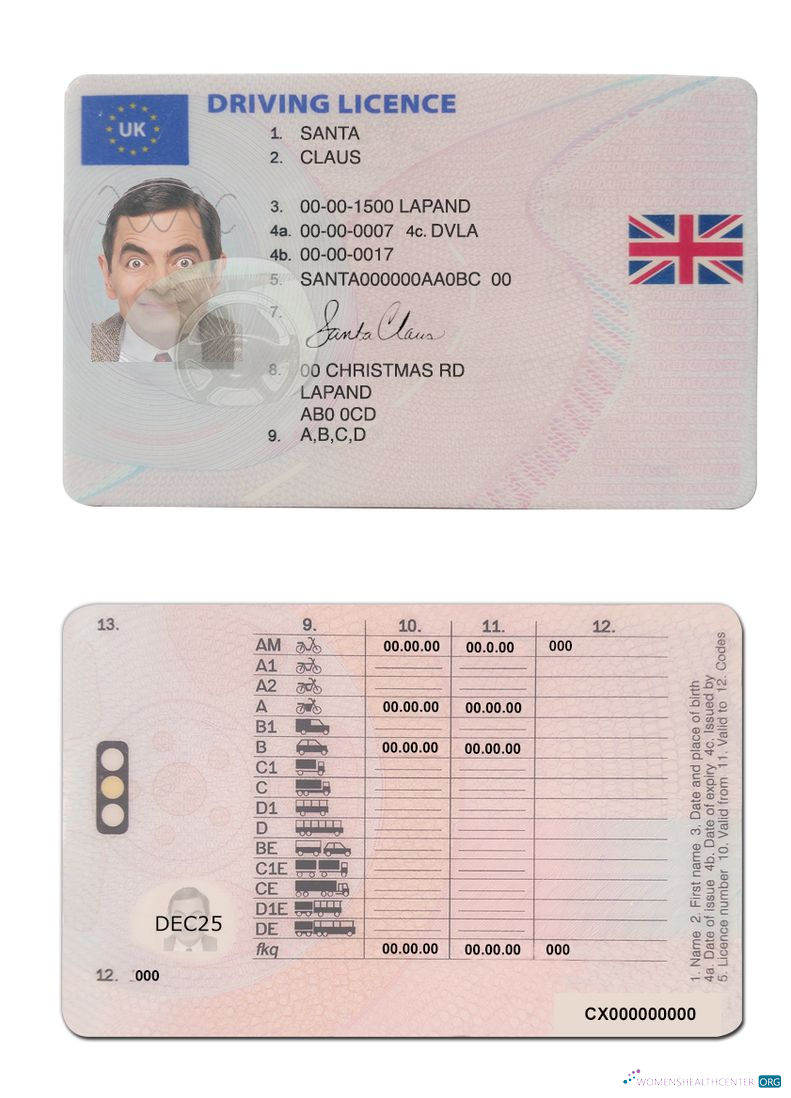 Télécharger Royaume-Uni Driving License (between Janvier 2021 et Décembre 2021) modèle