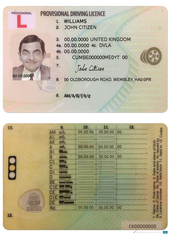 Télécharger Royaume-Uni Provisional Driving License modèle