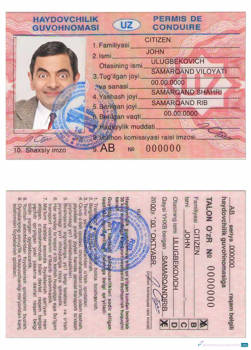 Télécharger Ouzbékistan Driving License maquette