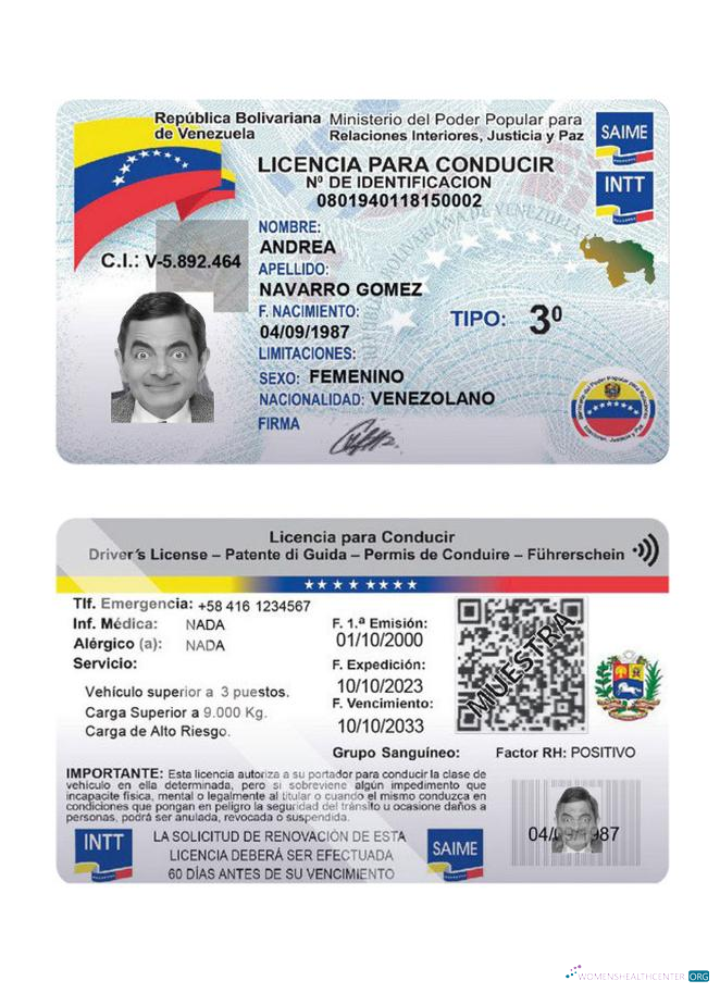 Télécharger Venezuela Driving License 2023 Présent modèle
