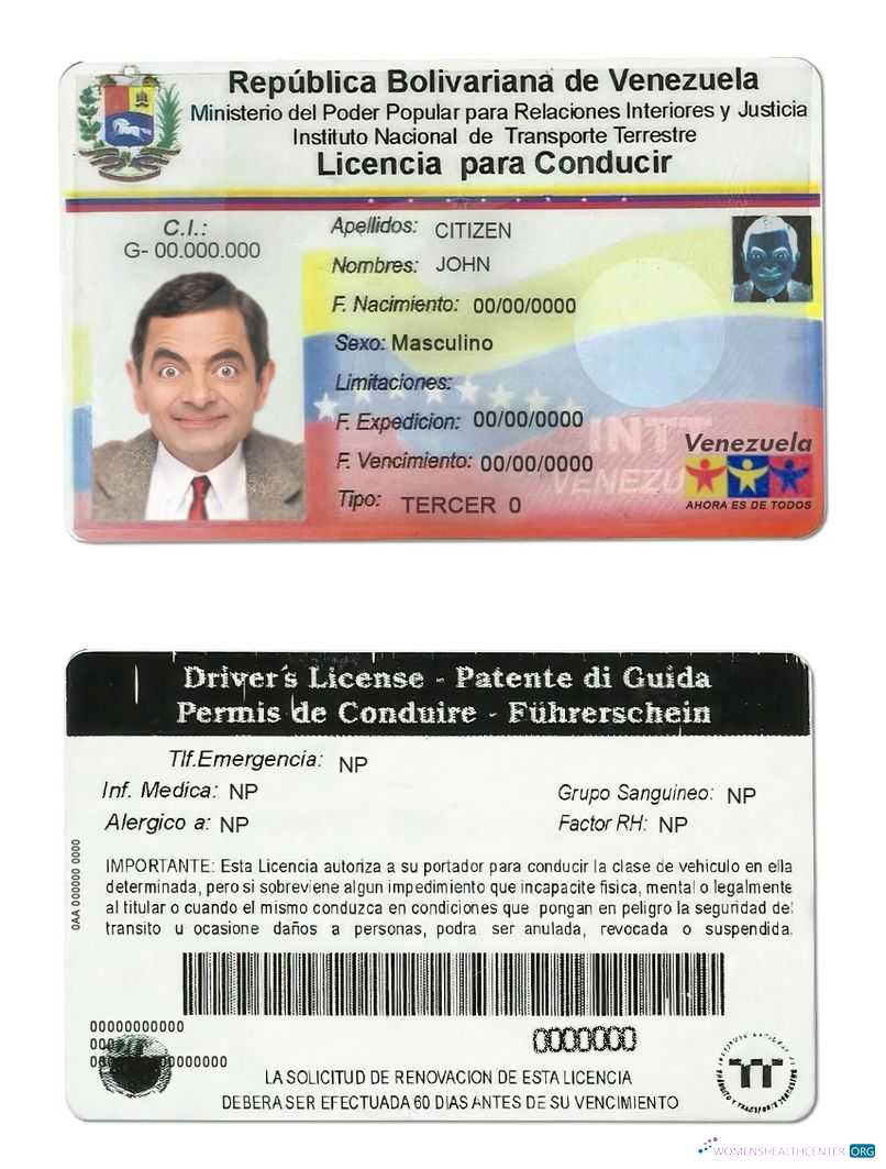 Télécharger Venezuela Driving License modèle