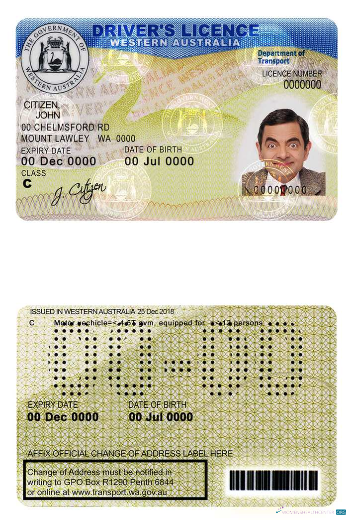 Télécharger Western Australie Driver License échantillon