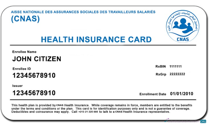 Качественный Скачать Алжир CNAS Health Insurance Карта Photoshop Шаблон