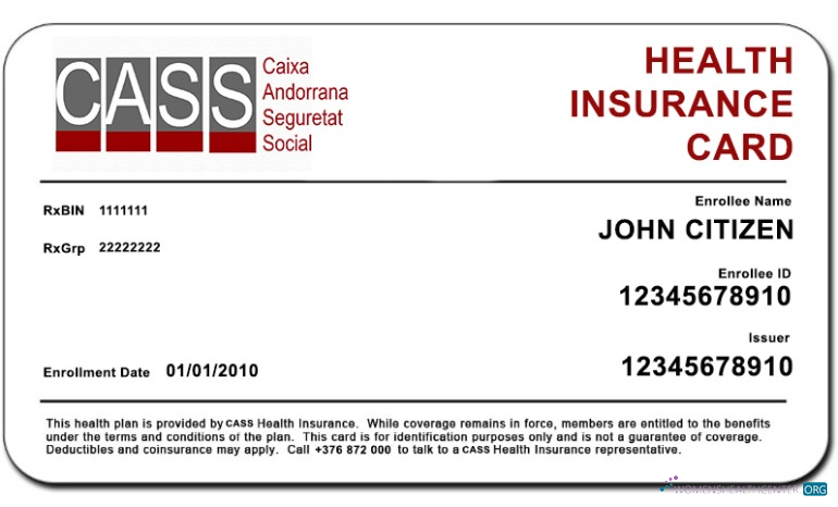 Реалистичный Скачать Андорра CASS Health Insurance Карта Photoshop Шаблон