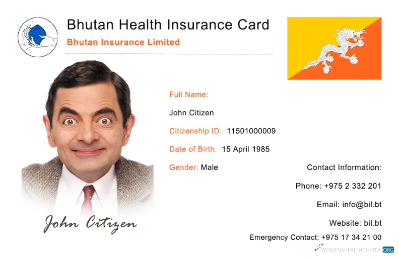Реалистичный Скачать Бутан Health Insurance Карта Photoshop Шаблон