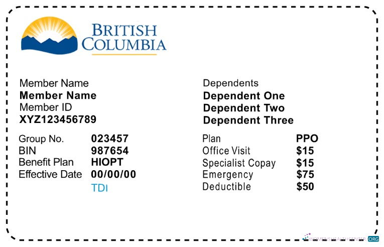 Реалистичный Скачать British Columbia Health Insurance Карта Photoshop Шаблон