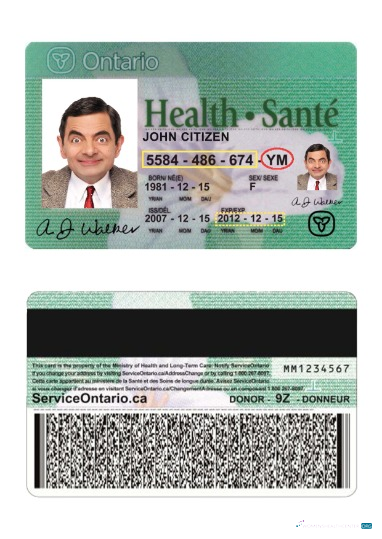 Качественный Скачать Канада Ontario Health Insurance Карта Photoshop Шаблон