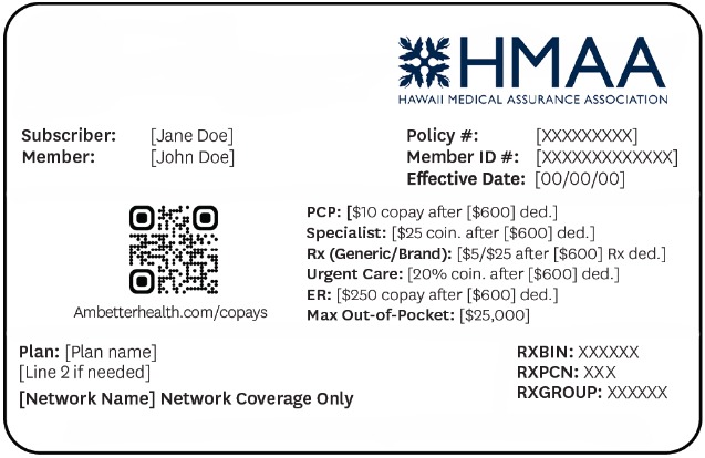 Качественный Скачать Hawaii Health Insurance ID Карта Photoshop Шаблон