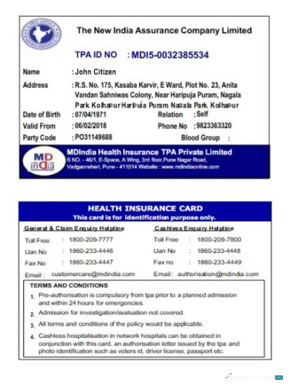 Качественный Скачать Индия Новый Индия Assurance Компания ООО Health Insurance Карта Photoshop Шаблон