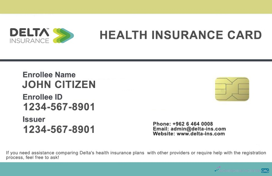 Редактируемый Скачать Иордания Health Insurance Карта Photoshop Шаблон
