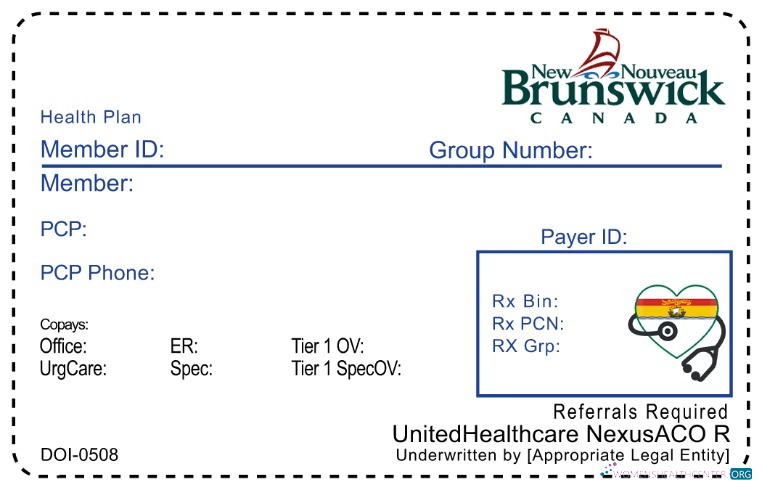 Профессиональный Скачать Новый Brunswick Health Insurance Карта Photoshop Шаблон