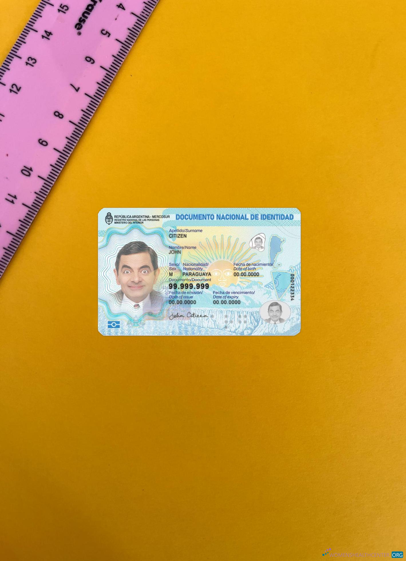 Профессиональный Скачать Аргентина ID Карта 2023 Настоящее Время Фотоэффект Лицевая Сторона Photoshop Шаблон