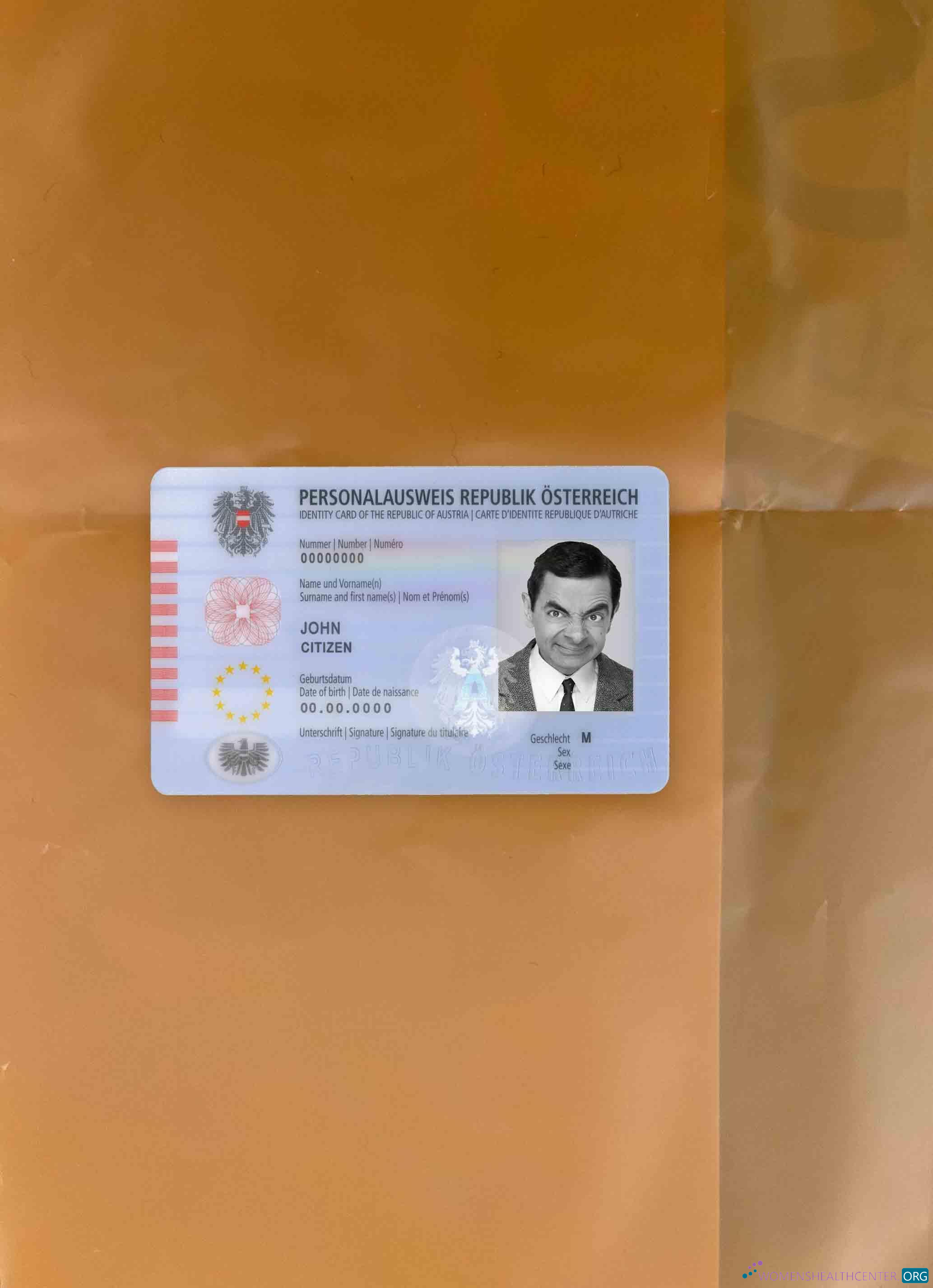 Качественный Скачать Австрия ID Фотоэффект Лицевая Сторона Photoshop Шаблон