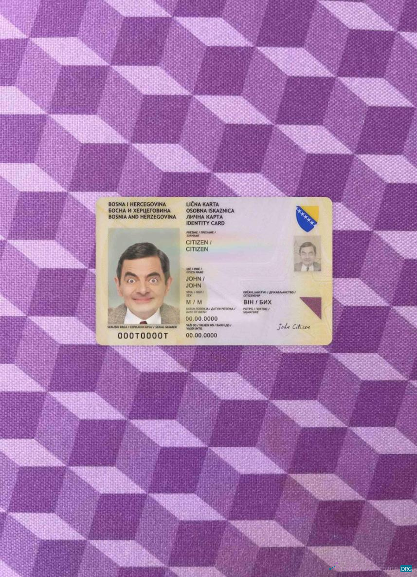 Редактируемый Скачать Босния и Герцеговина ID (2015 2025) Фотоэффект Лицевая Сторона Photoshop Шаблон