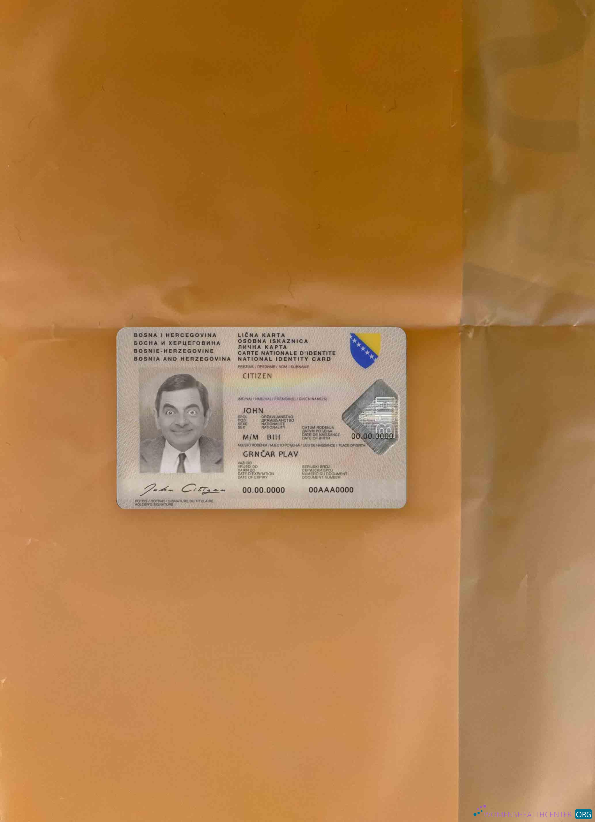 Реалистичный Скачать Босния и Герцеговина Id Фотоэффект Лицевая Сторона Photoshop Шаблон