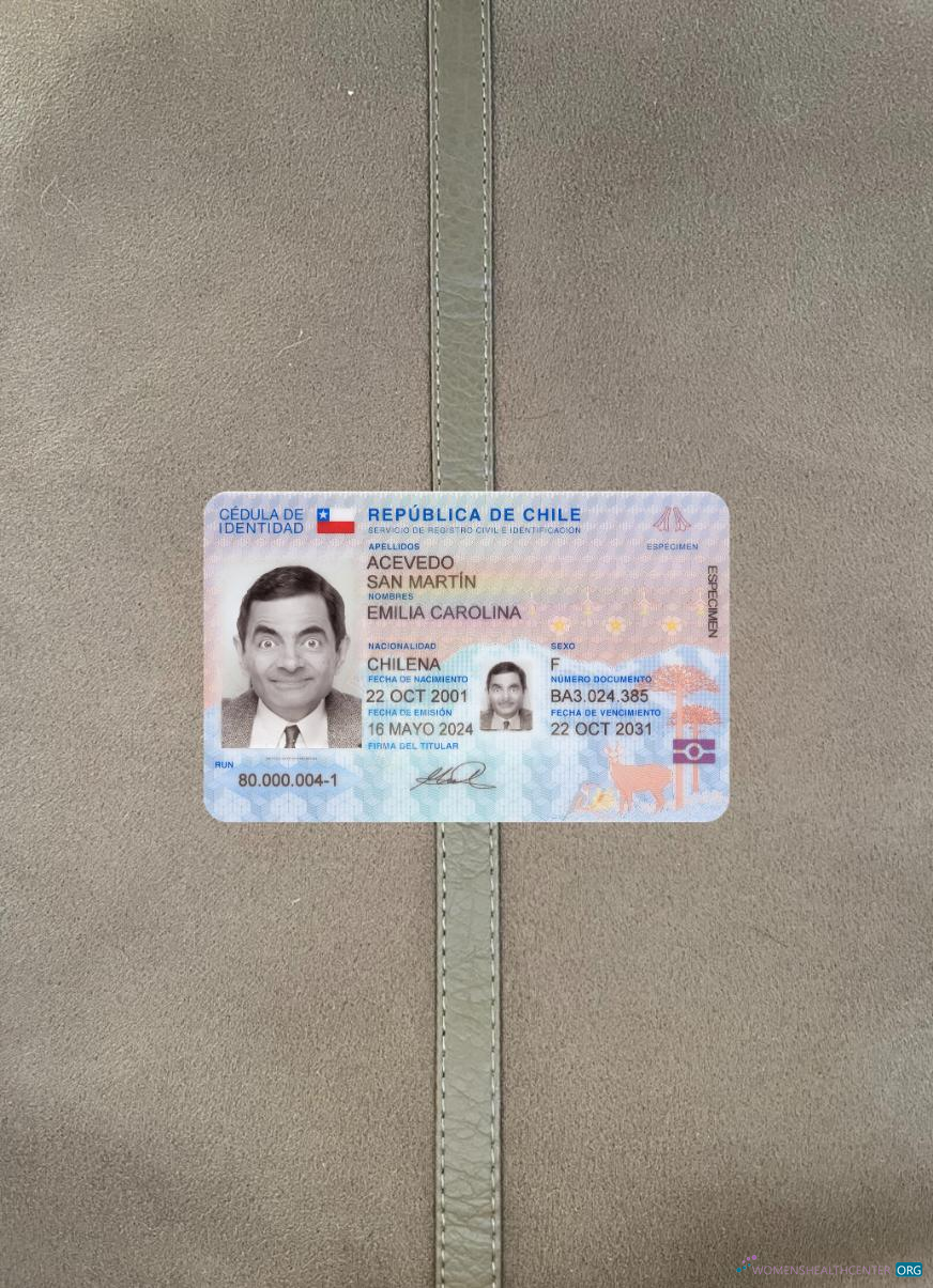 Редактируемый Скачать Чили ID Карта 2024 Настоящее Время Фотоэффект Лицевая Сторона Photoshop Шаблон