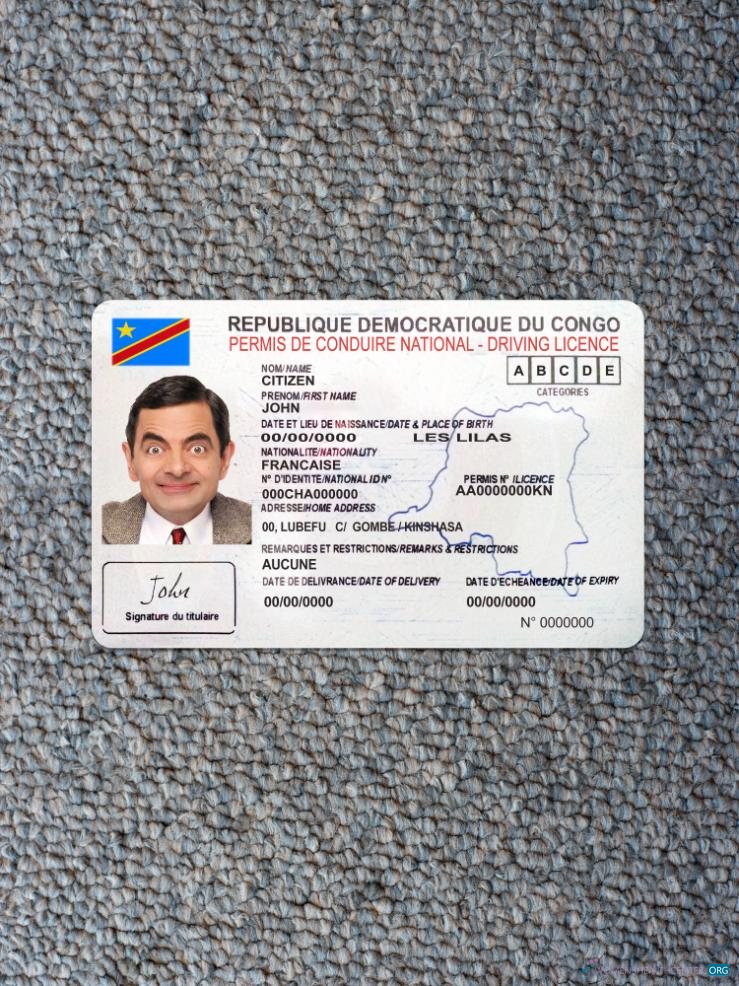Премиум Скачать Конго Национальный Driving License Фотоэффект Лицевая Сторона Photoshop Шаблон