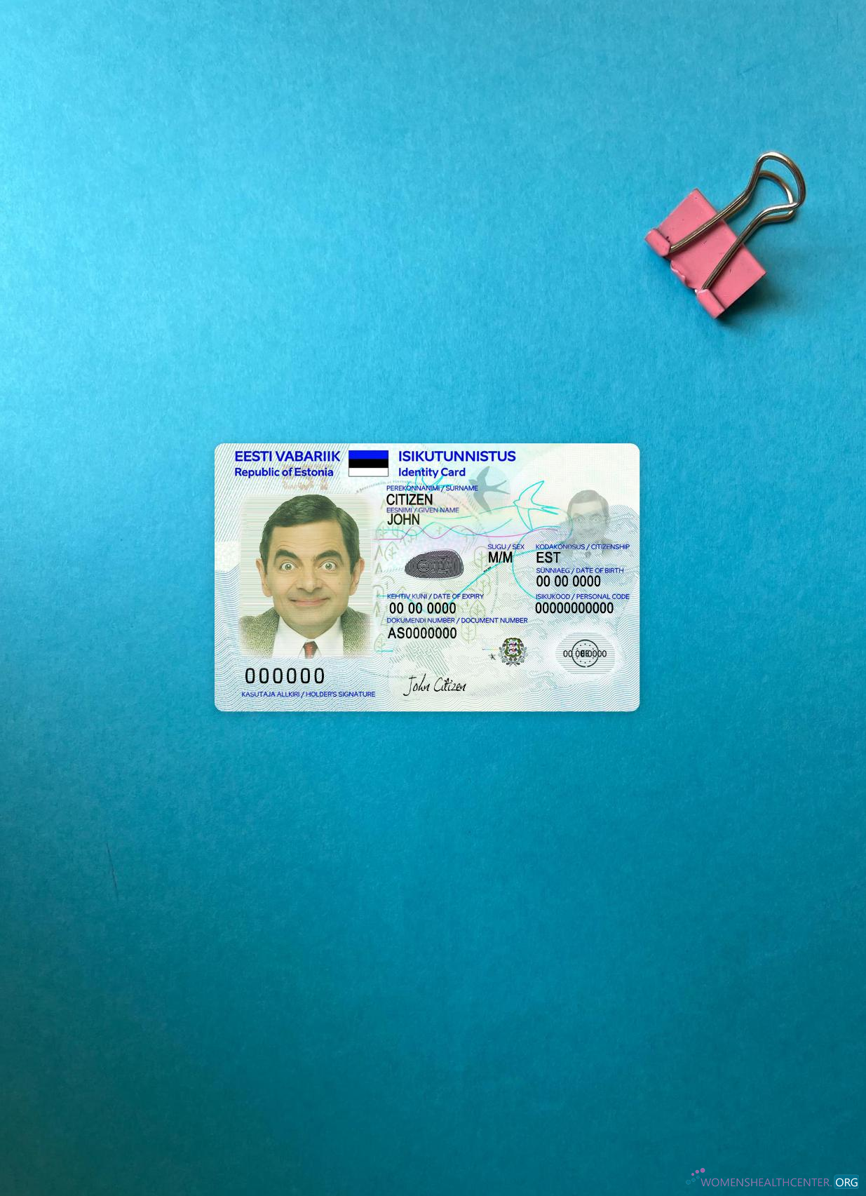 Редактируемый Скачать Эстония ID Карта 2018 Настоящее Время Версия 2 Фотоэффект Лицевая Сторона Photoshop Шаблон