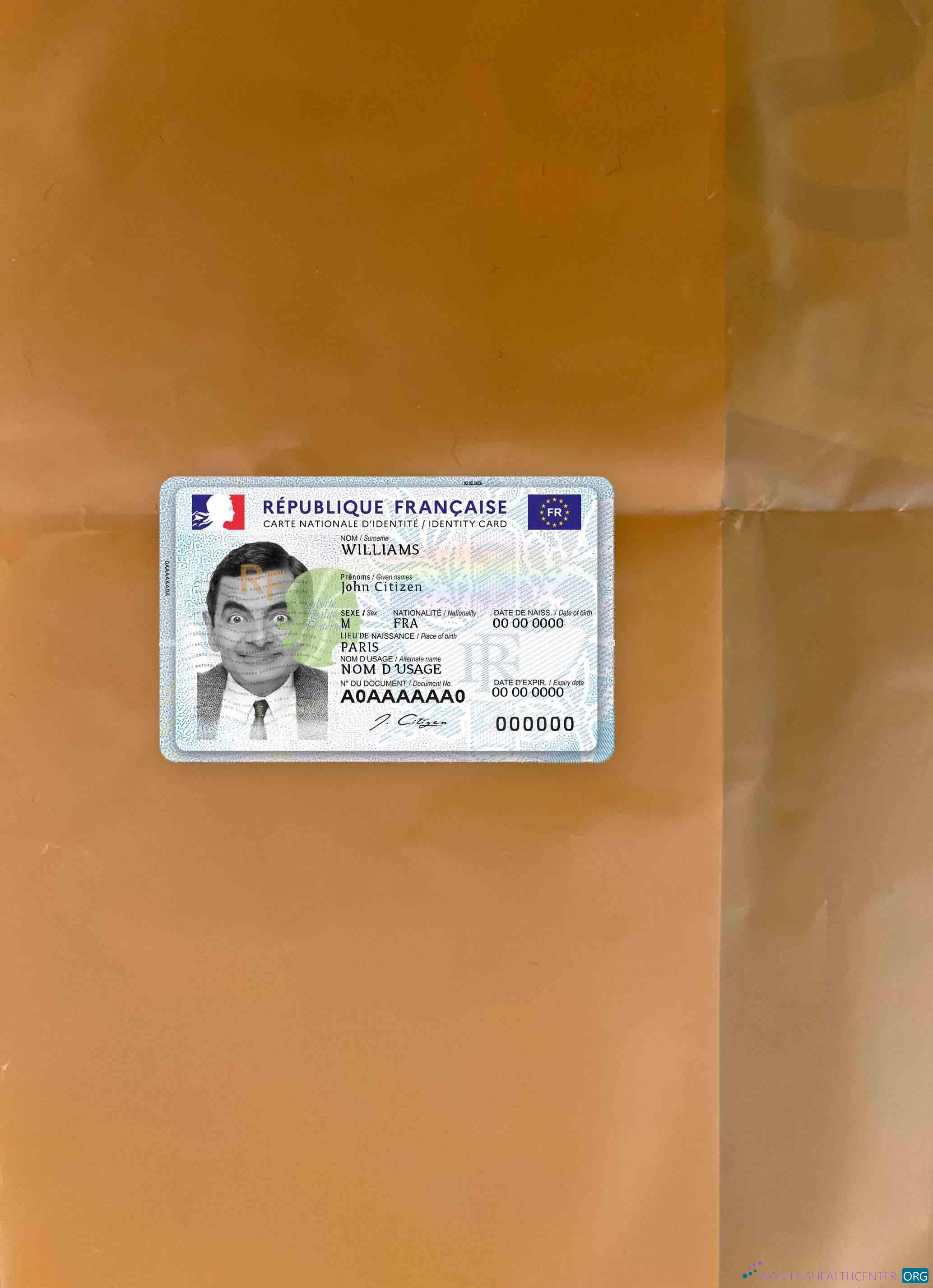 Реалистичный Скачать Франция Новый ID (2021 Марта Настоящее Время) Фотоэффект Лицевая Сторона Photoshop Шаблон