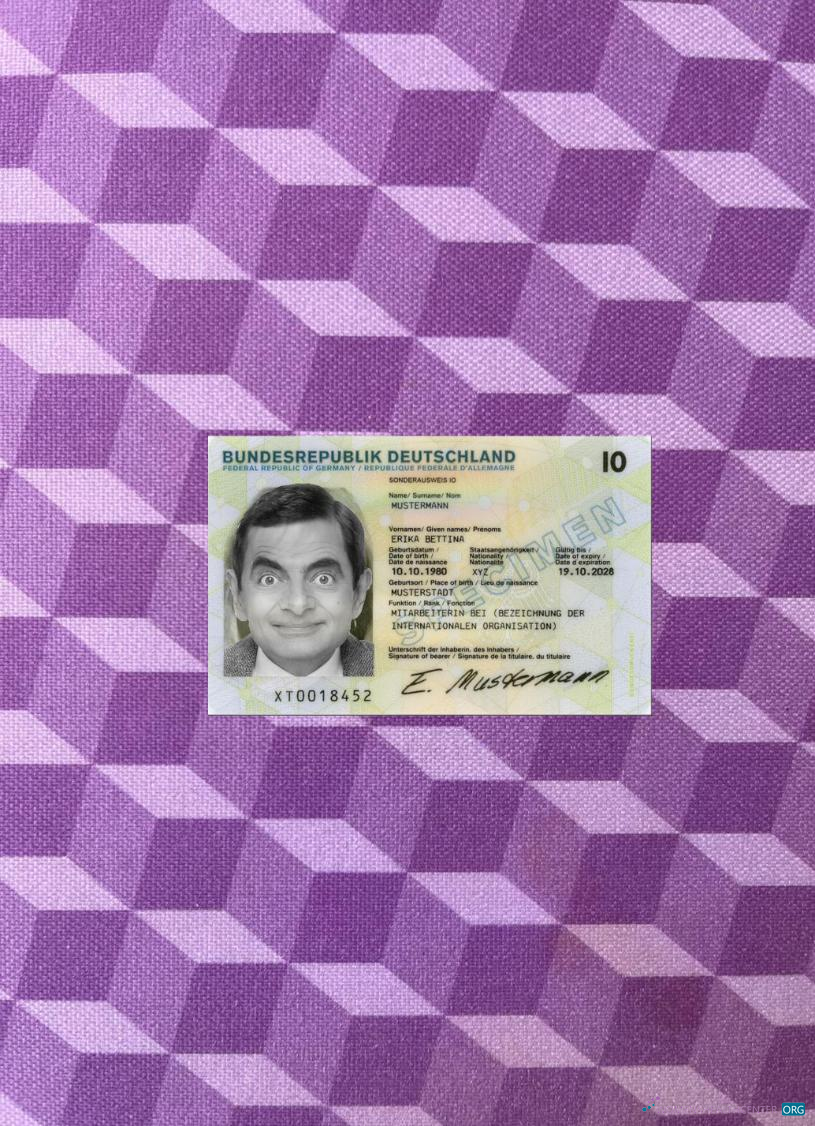 Премиум Скачать Германия Special ID Карта 2024 Настоящее Время Фотоэффект Лицевая Сторона Photoshop Шаблон