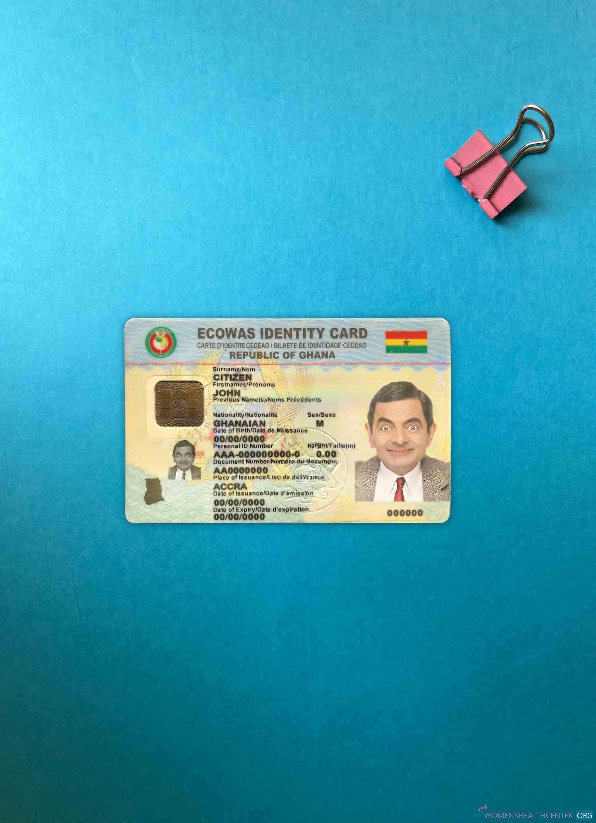 Реалистичный Скачать Гана ID Фотоэффект Лицевая Сторона Photoshop Шаблон