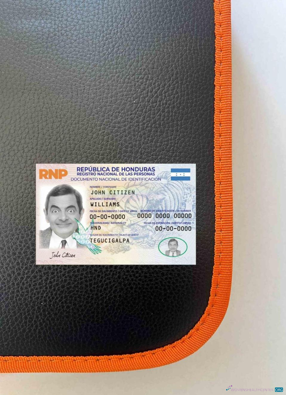 Профессиональный Скачать Гондурас Identity Карта, Версия 2 Фотоэффект Лицевая Сторона Photoshop Шаблон
