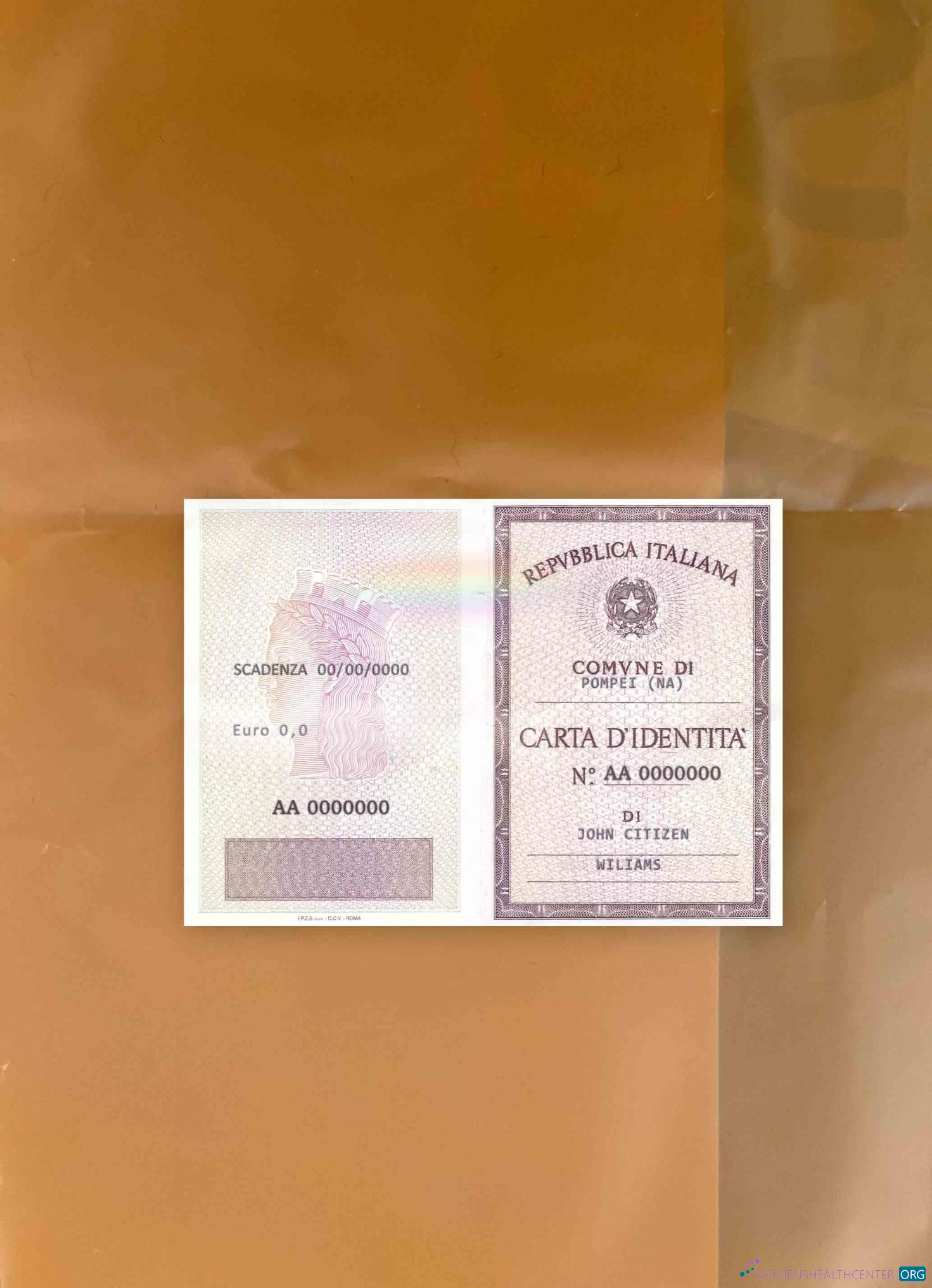 Редактируемый Скачать Италия Identity Карта (La Carta D’Identita’ Italiana) Фотоэффект Лицевая Сторона Photoshop Шаблон