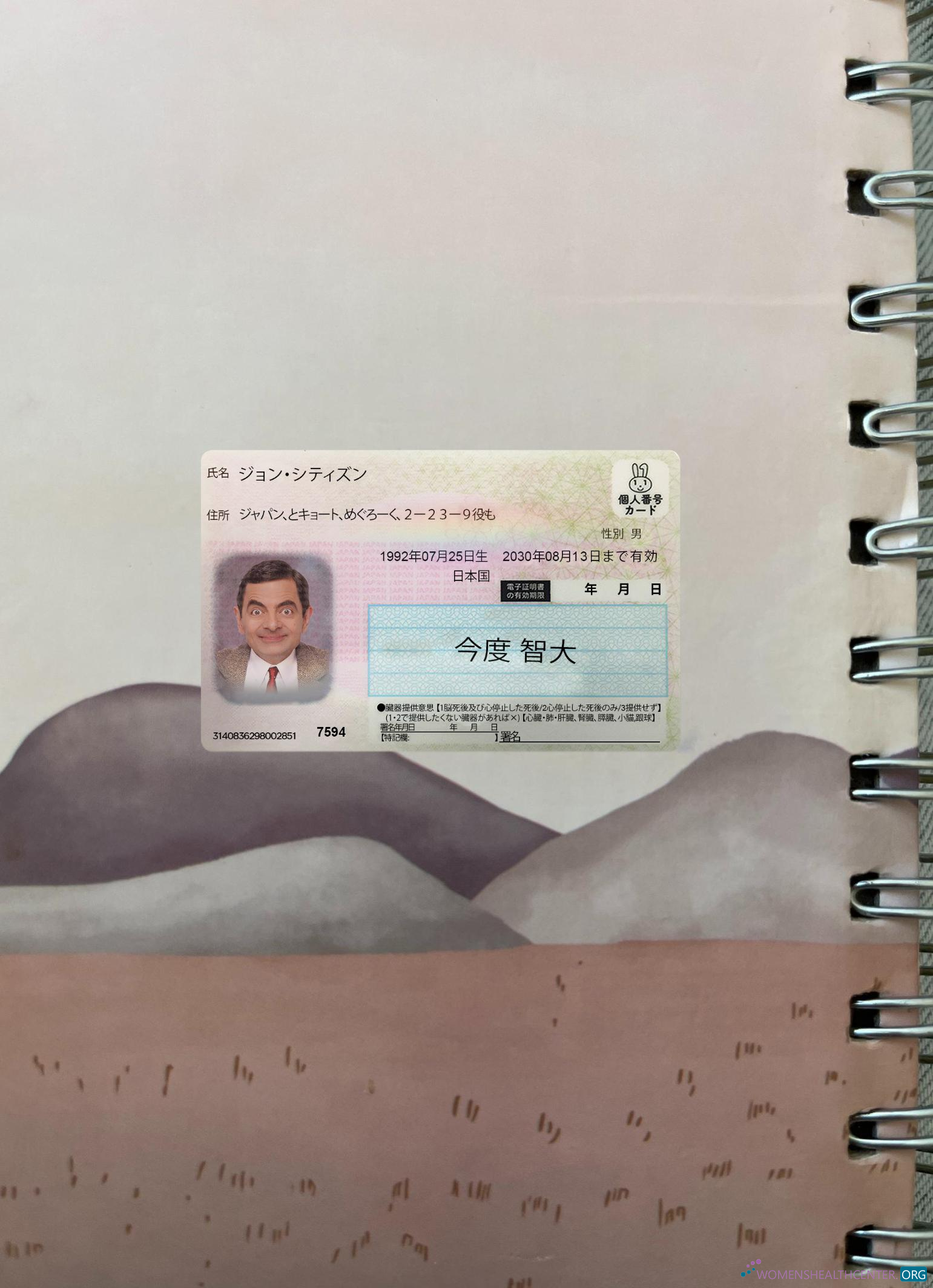 Реалистичный Скачать Japanese ID Карта Фотоэффект Лицевая Сторона Photoshop Шаблон