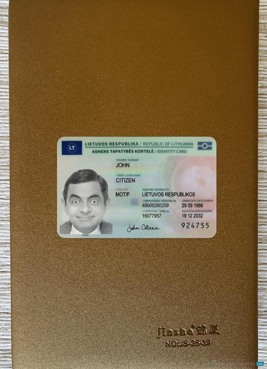 Редактируемый Скачать Литва ID Карта 2022 Настоящее Время Фотоэффект Лицевая Сторона Photoshop Шаблон