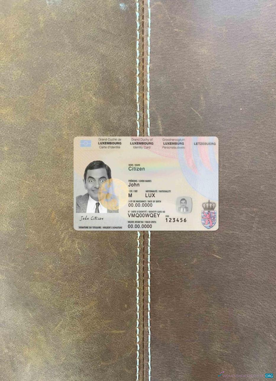 Реалистичный Скачать Люксембург ID Карта Фотоэффект Лицевая Сторона Photoshop Шаблон