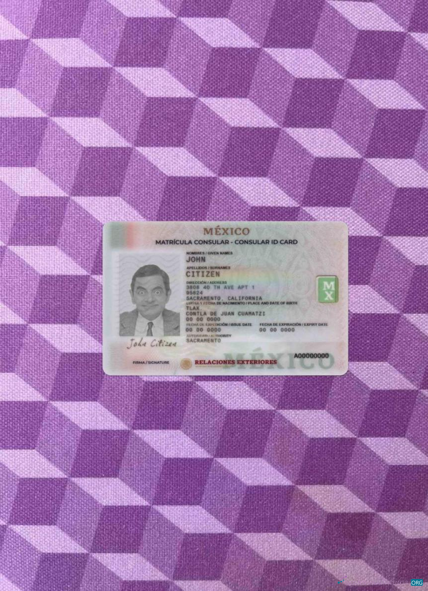 Профессиональный Скачать Мексика Consular ID Карта Фотоэффект Лицевая Сторона Photoshop Шаблон