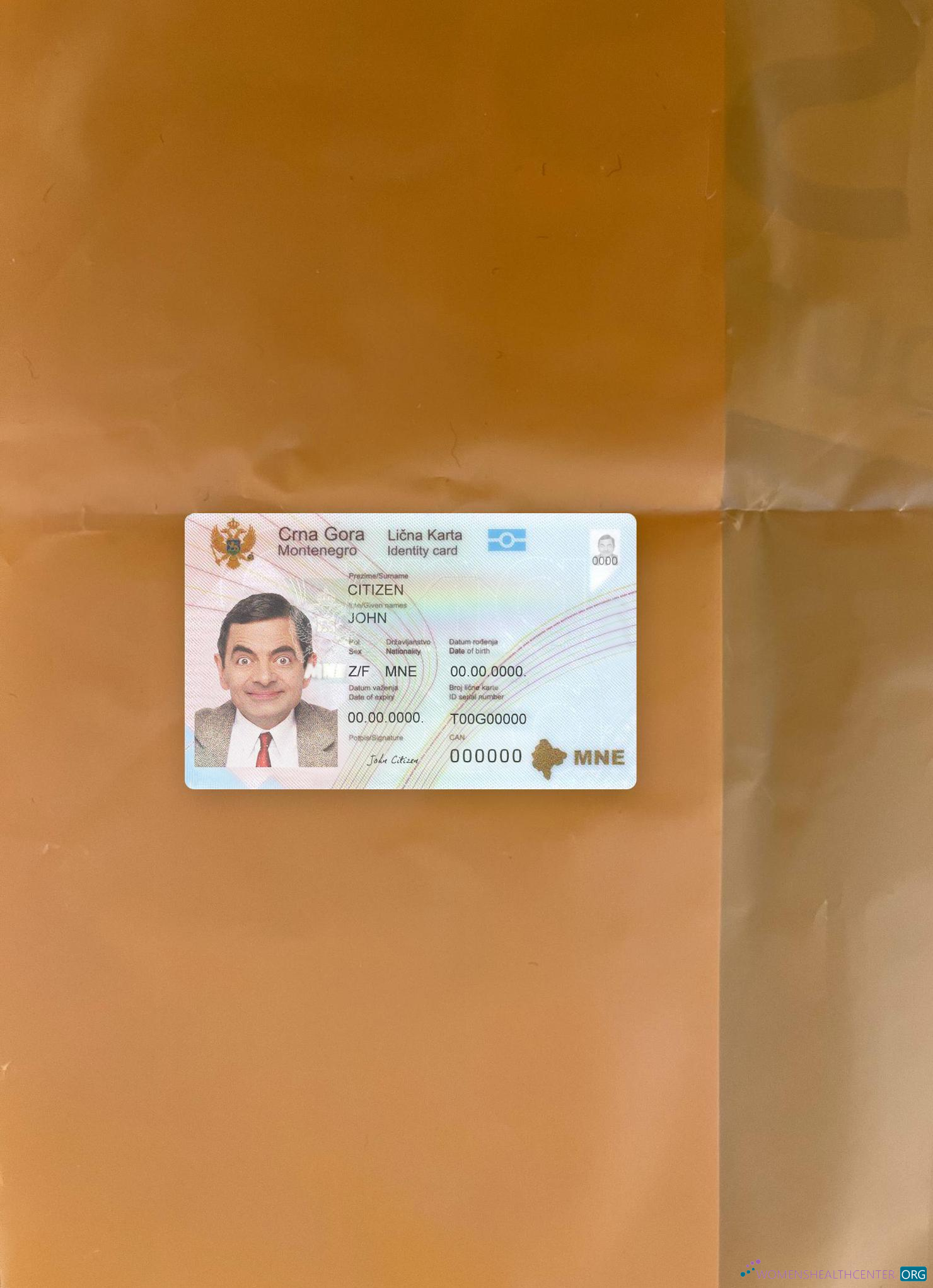 Премиум Скачать Черногория ID Карта Фотоэффект Лицевая Сторона Photoshop Шаблон