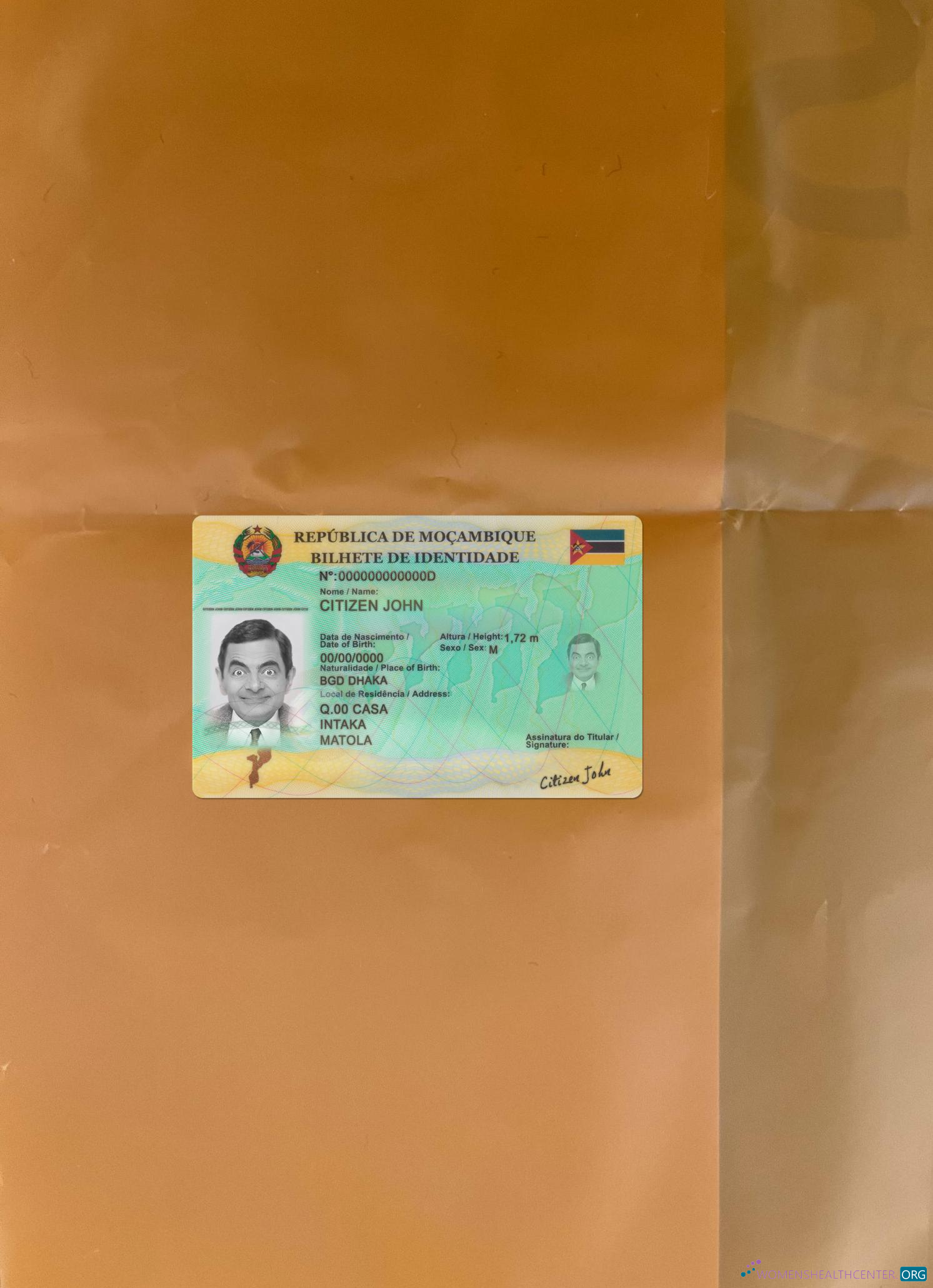 Редактируемый Скачать Мозамбик ID Версия 2 Фотоэффект Лицевая Сторона Photoshop Шаблон