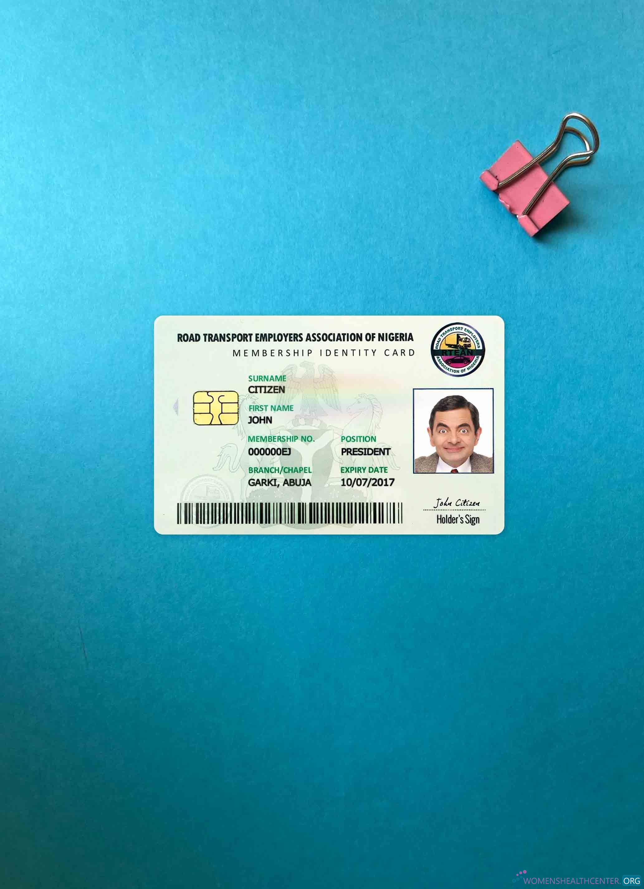 Премиум Скачать Нигерия ID Карта Фотоэффект Лицевая Сторона Photoshop Шаблон
