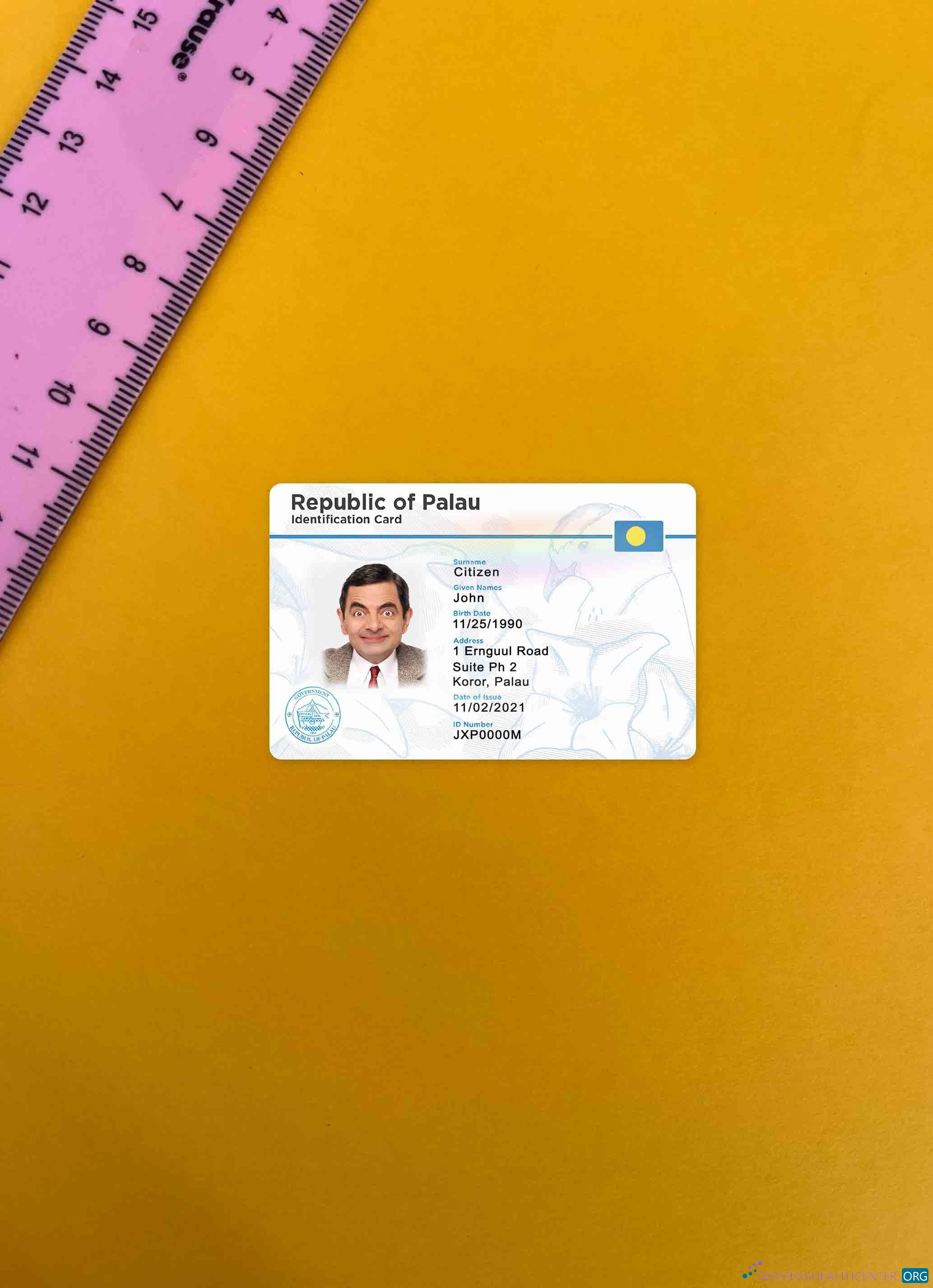 Профессиональный Скачать Palau ID Карта Фотоэффект Лицевая Сторона Photoshop Шаблон