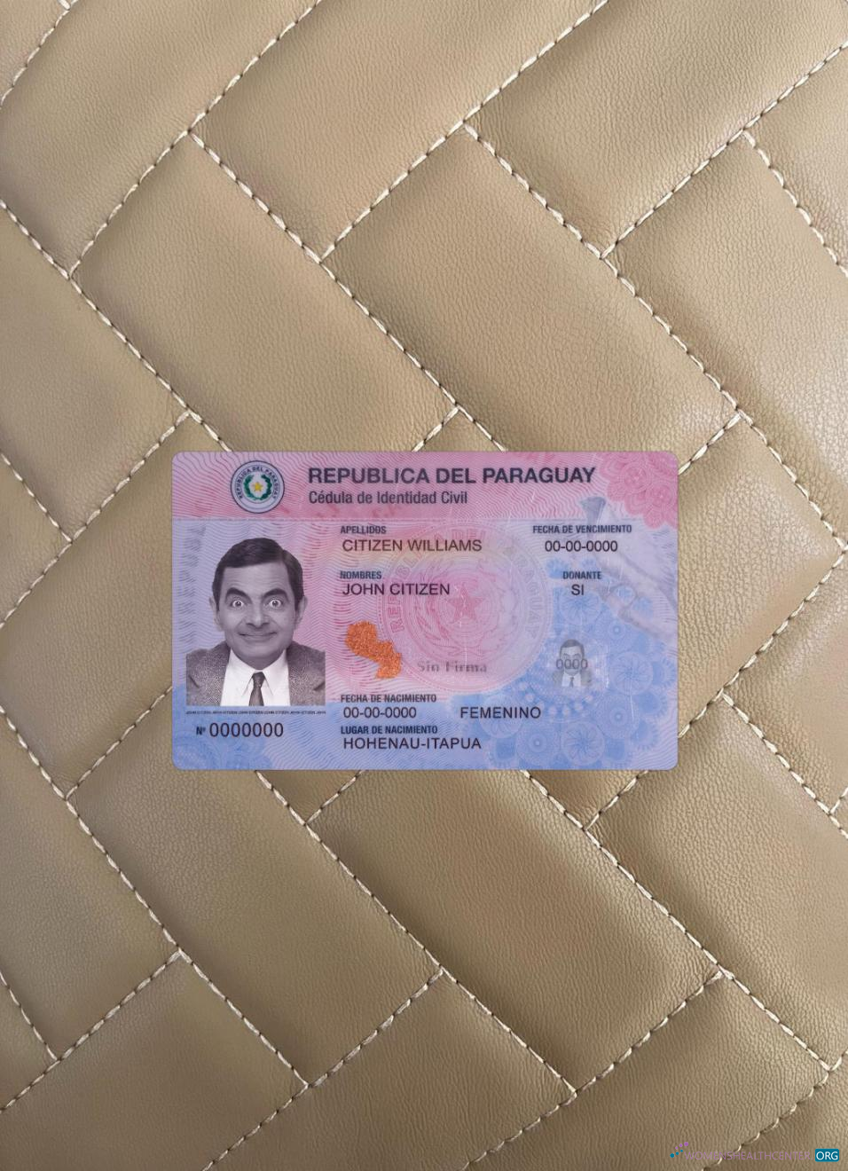 Профессиональный Скачать Парагвай ID Карта 2023 Настоящее Время Фотоэффект Лицевая Сторона Photoshop Шаблон