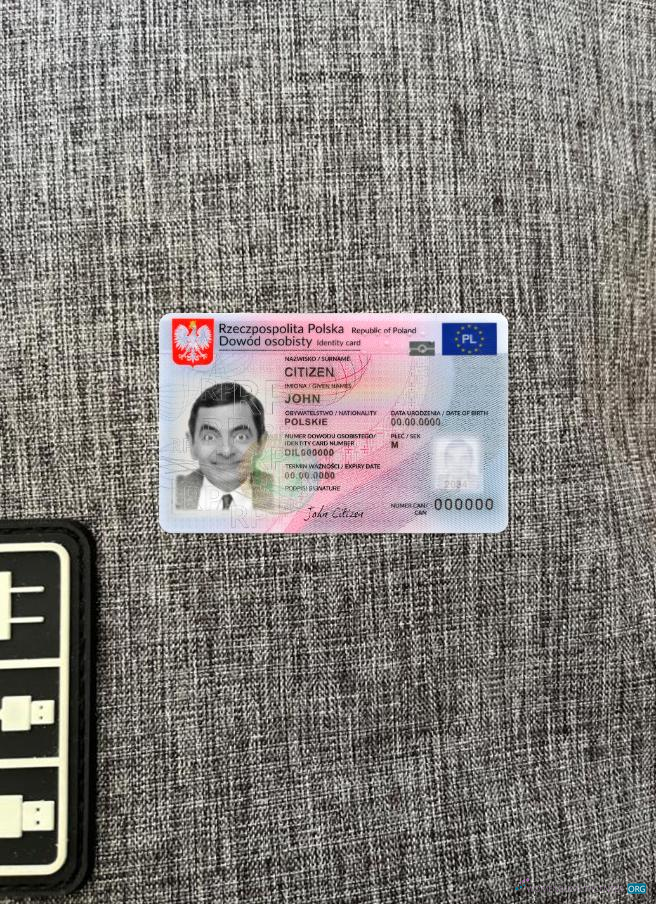 Премиум Скачать Польша ID Карта 2023 Настоящее Время Фотоэффект Лицевая Сторона Photoshop Шаблон