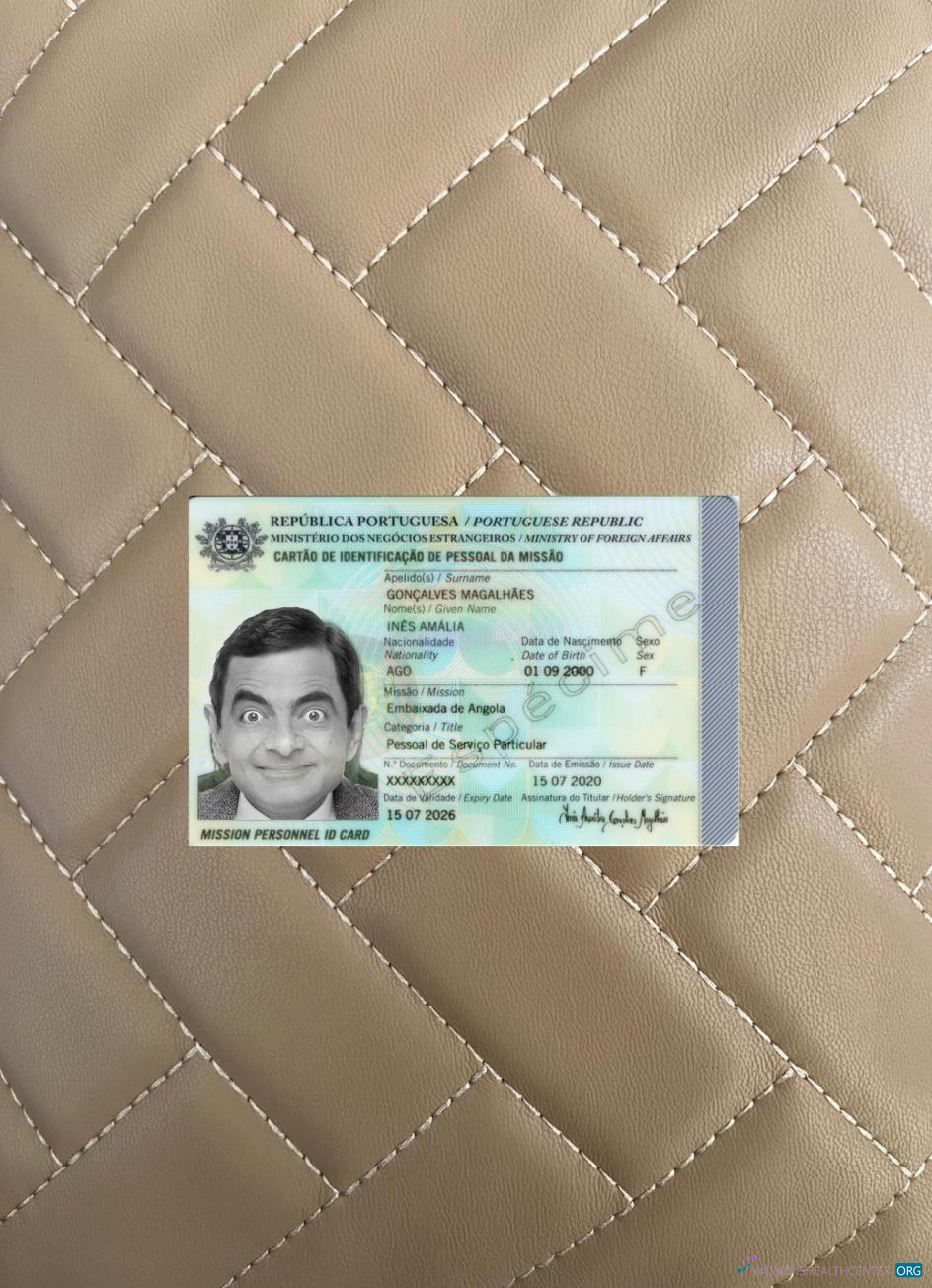 Реалистичный Скачать Португалия ID Карта 2020 Настоящее Время Фотоэффект Лицевая Сторона Photoshop Шаблон