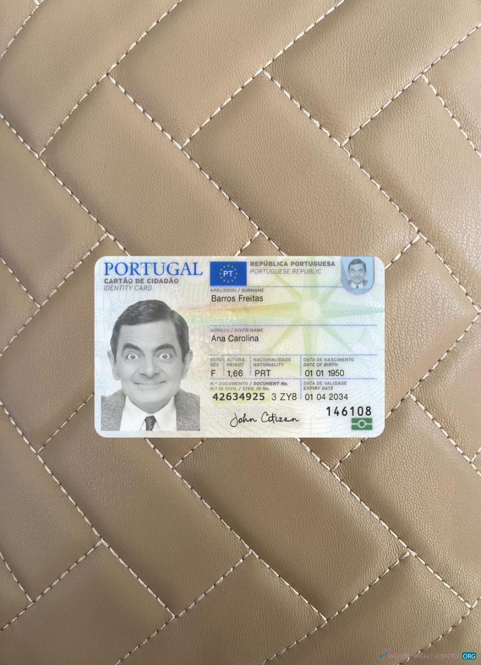 Качественный Скачать Португалия ID Карта 2024 Настоящее Время Фотоэффект Лицевая Сторона Photoshop Шаблон