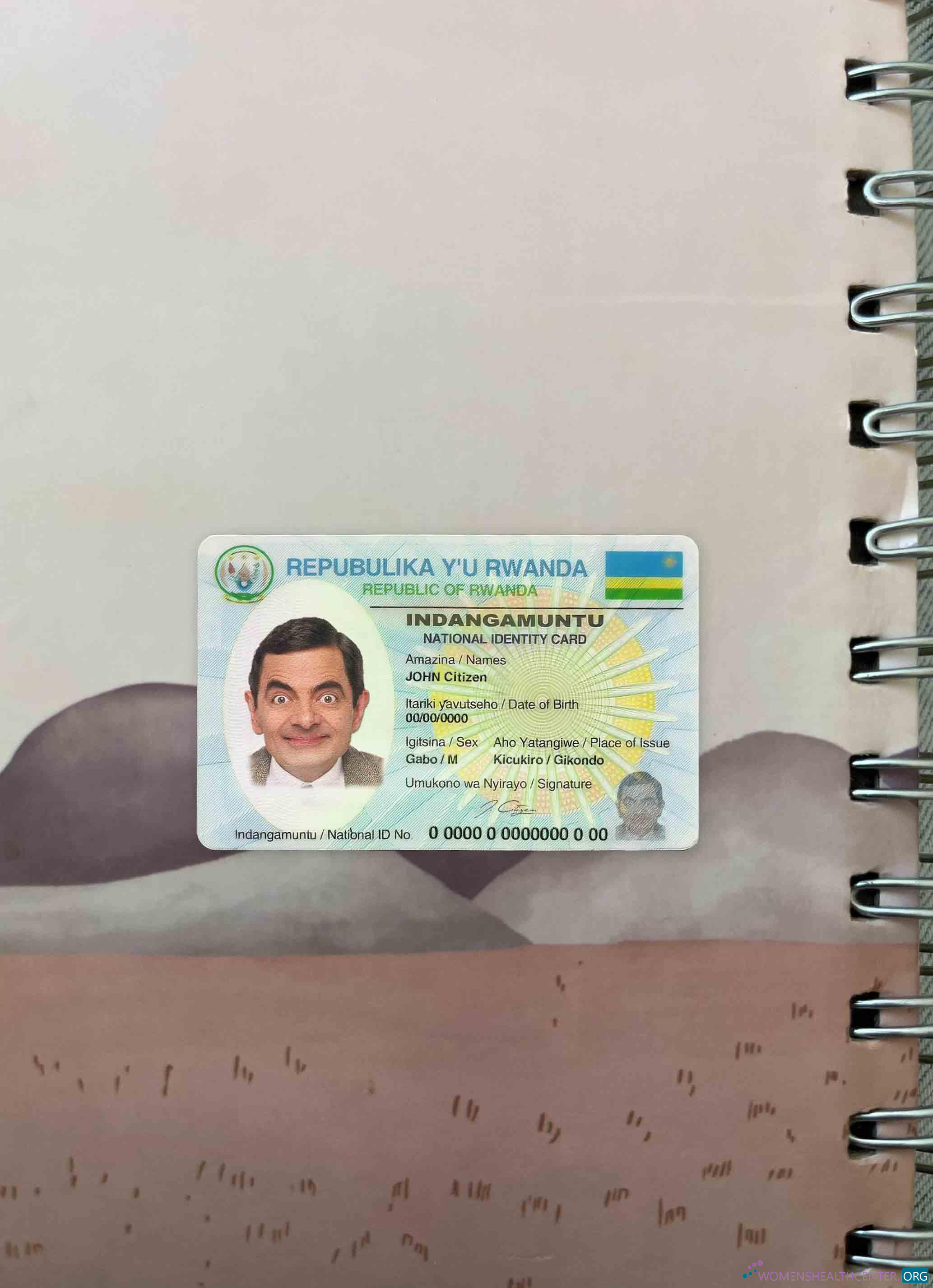 Реалистичный Скачать Руанда ID Фотоэффект Лицевая Сторона Photoshop Шаблон