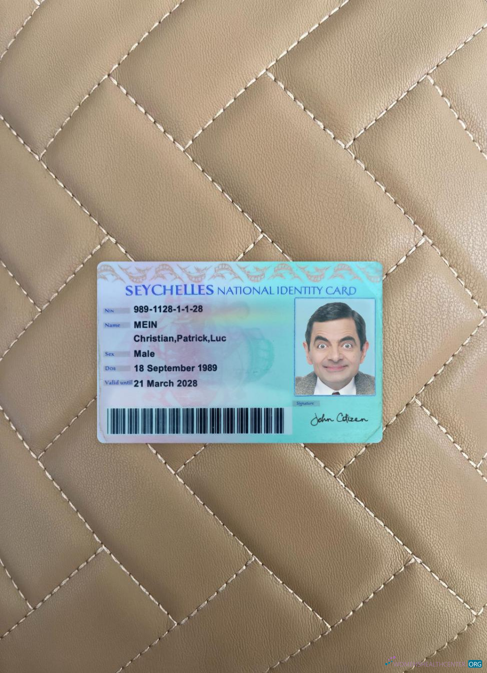 Профессиональный Скачать Сейшелы Национальный ID Карта Фотоэффект Лицевая Сторона Photoshop Шаблон