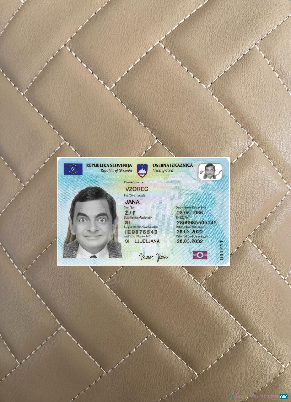 Профессиональный Скачать Словения ID Карта 2022 Настоящее Время Фотоэффект Лицевая Сторона Photoshop Шаблон