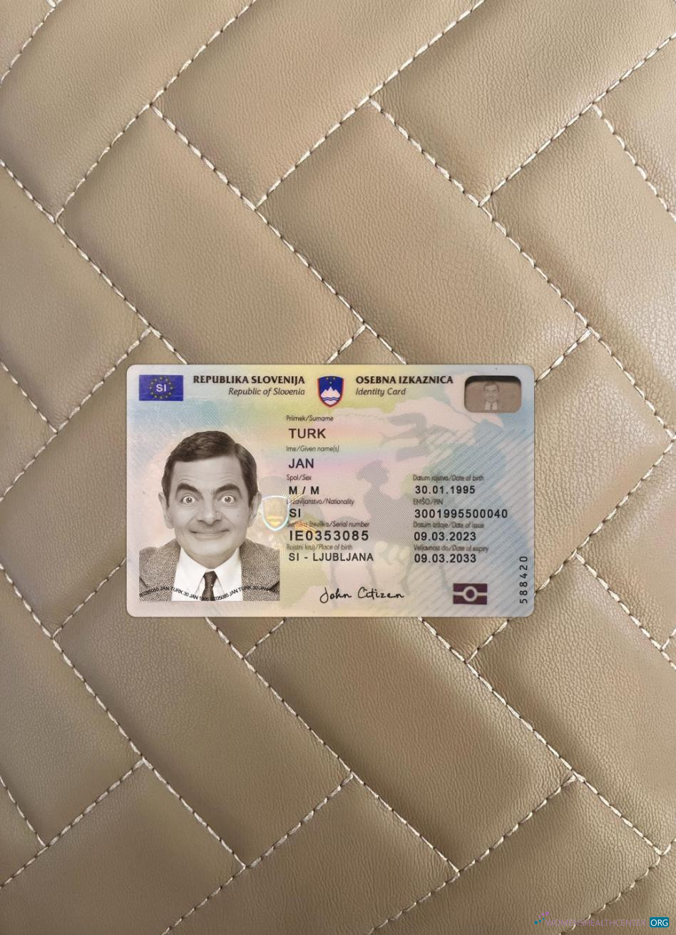 Реалистичный Скачать Словения ID Карта 2023 Настоящее Время Фотоэффект Лицевая Сторона Photoshop Шаблон
