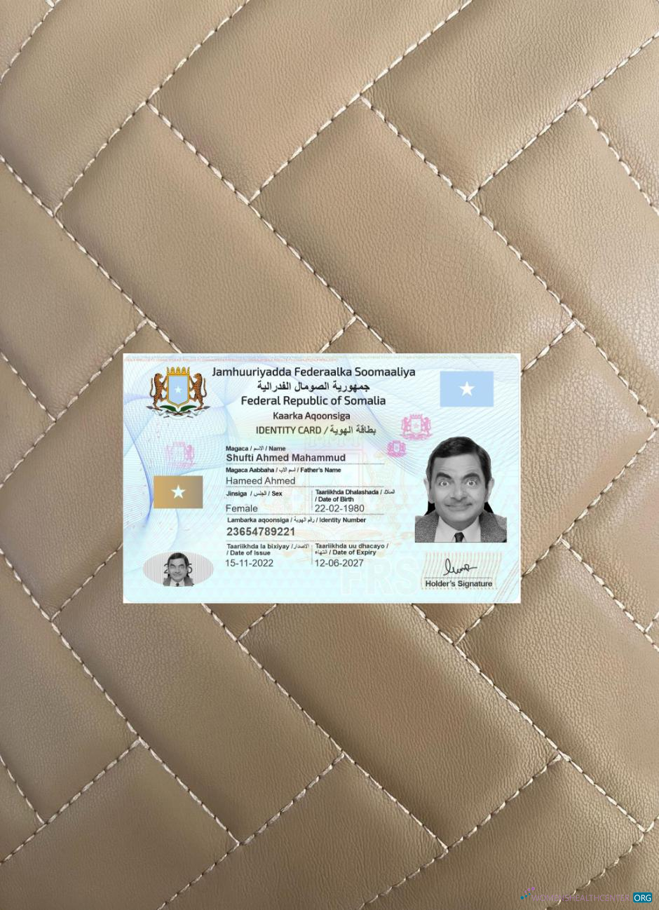 Премиум Скачать Сомали ID Карта 2022 Настоящее Время Фотоэффект Лицевая Сторона Photoshop Шаблон