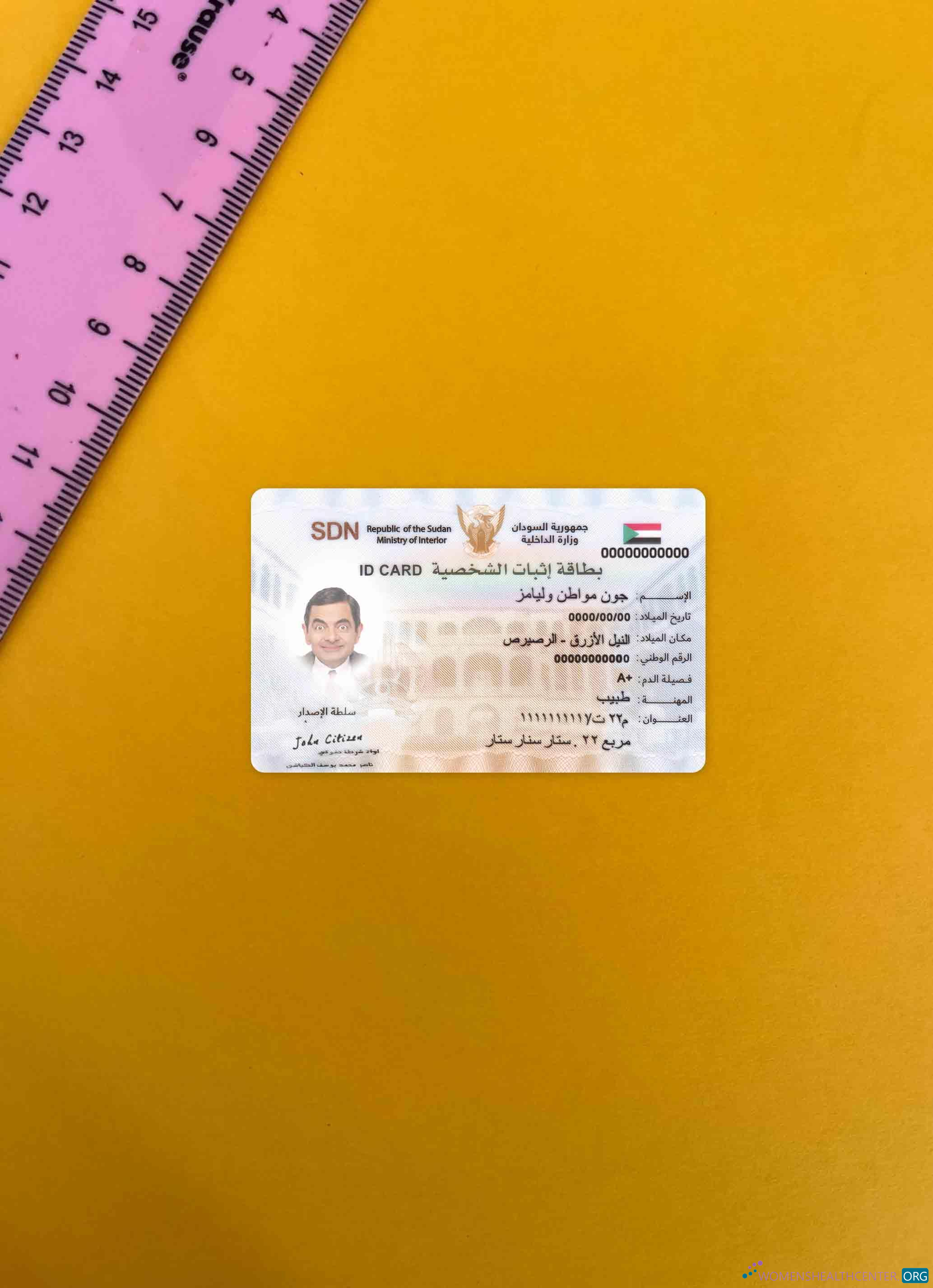 Реалистичный Скачать Судан Identity Карта Фотоэффект Лицевая Сторона Photoshop Шаблон