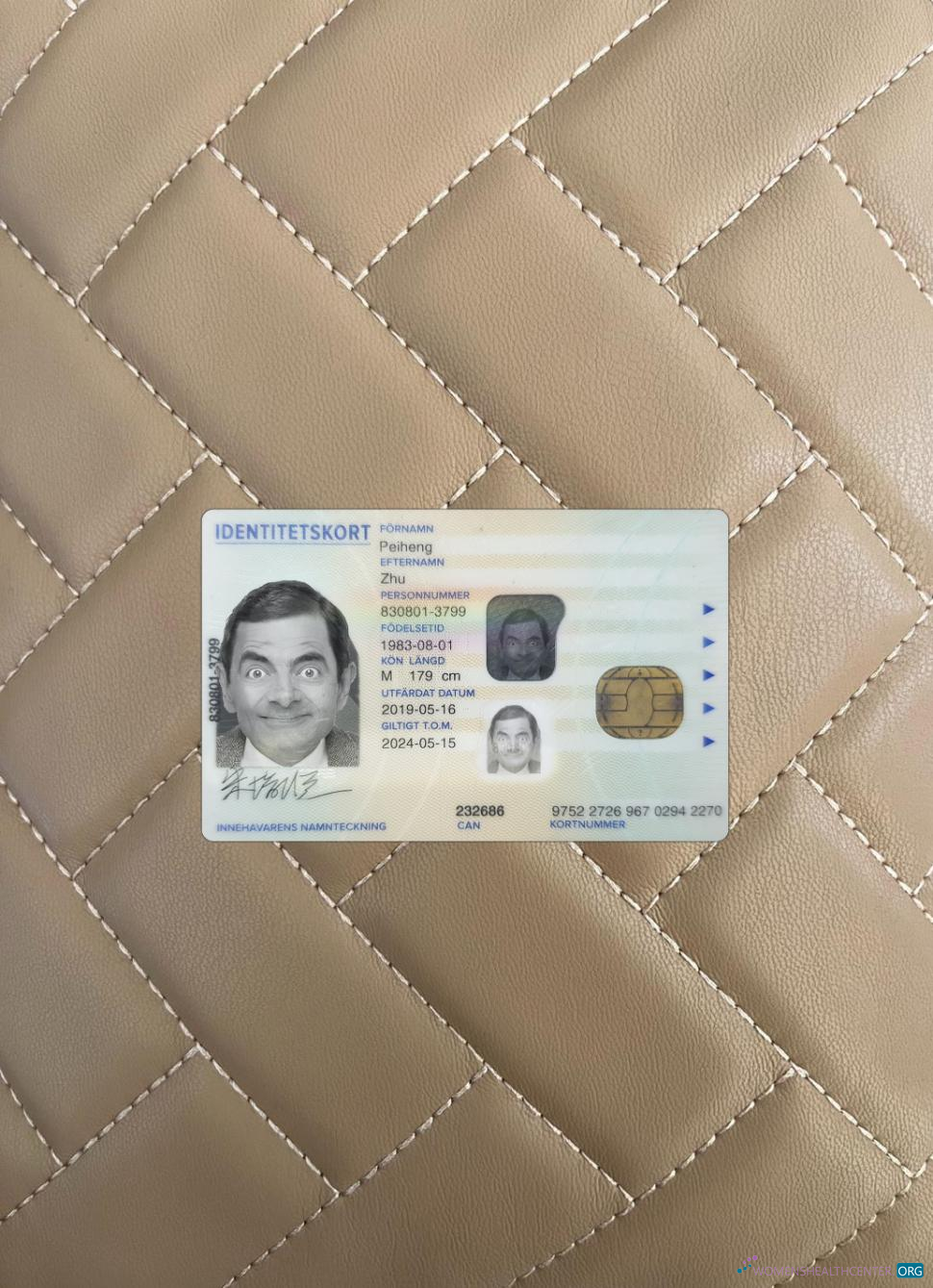 Качественный Скачать Швеция ID Карта 2019 Настоящее Время Фотоэффект Лицевая Сторона Photoshop Шаблон